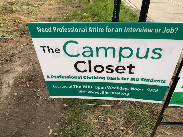 Campus Closet sign 
Photo by Kayla Young